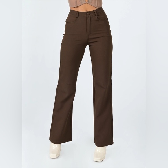 Princess Polly Pants Women's Size 8 US Brown Lulu Straight Leg High Waisted NWT - Picture 3 of 15